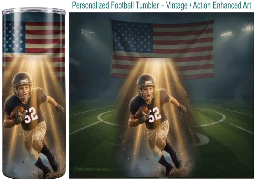Football – Tumbler - Vintage - current side by side P001
