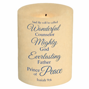 Unique flameless Candle He Will Be Called Wonderful