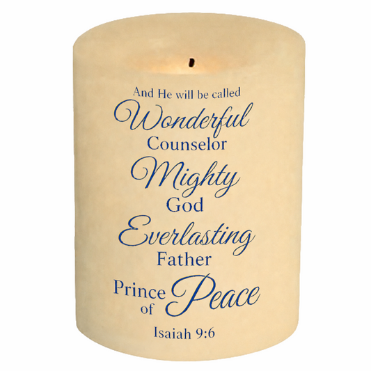 Unique flameless Candle He Will Be Called Wonderful