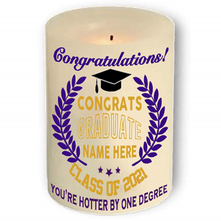Personalized Beautiful & Unique Flameless Graduation Candle