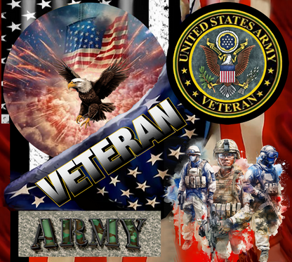 Military Stainless “All Servie's Art” Tumbler, Veteran Theme